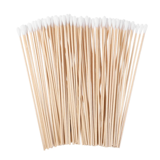 100Pcs Cotton Swab Medical Swabs Long Wood Handle Ear Cleaning Tool Makeup Removal Wound Care Cotton Bud Tip Swab Cosmetics Tool