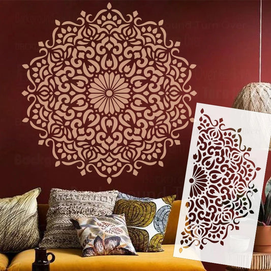40cm - 80cm Wall Stencil For Painting Template To Paint Decor Furniture Makers Putty Extra Mandala Round Flower Lotus S302