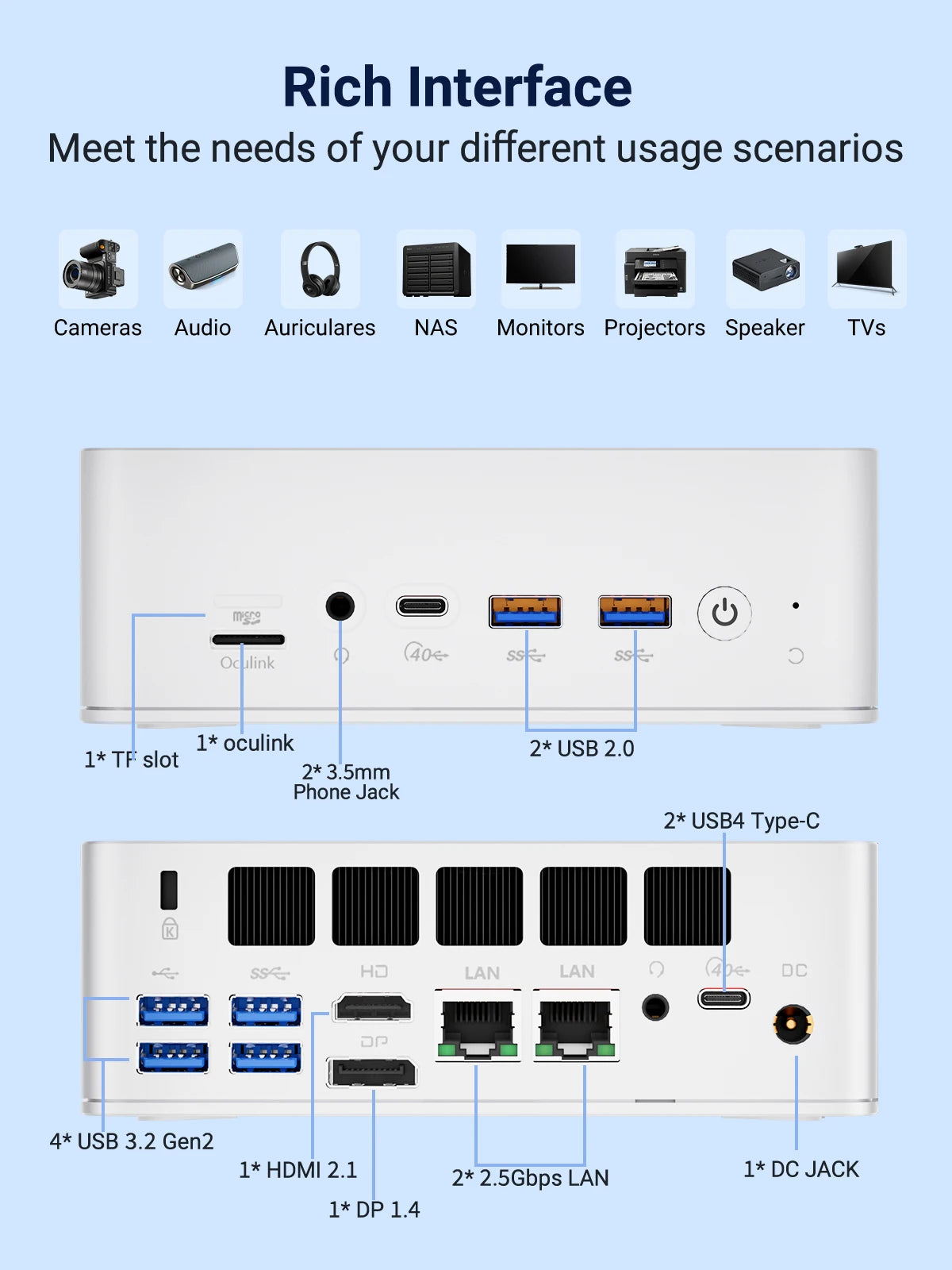 FIREBAT A8  AMD R7-8745HS Radeon 780M Mini Pc Gamer 16GB 1TB DDR5 RJ45 Desktop Gaming Computer BT5.2 WIFI6 Minipc