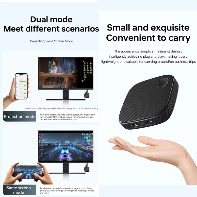 Wireless HDMI-compatible Miracast Airplay WIFI Display Dongle Wireless Same Screen Device MiraScreen Screen Mirroring 2.4G 5G 4K