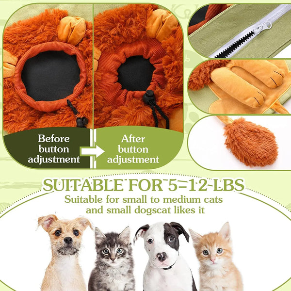 Pet Canvas Shoulder Bag Lion Shaped Cat Carrier Comfortable Pet Carrying Pouch Handbag Puppy Messenger Bag For Outdoor Travel