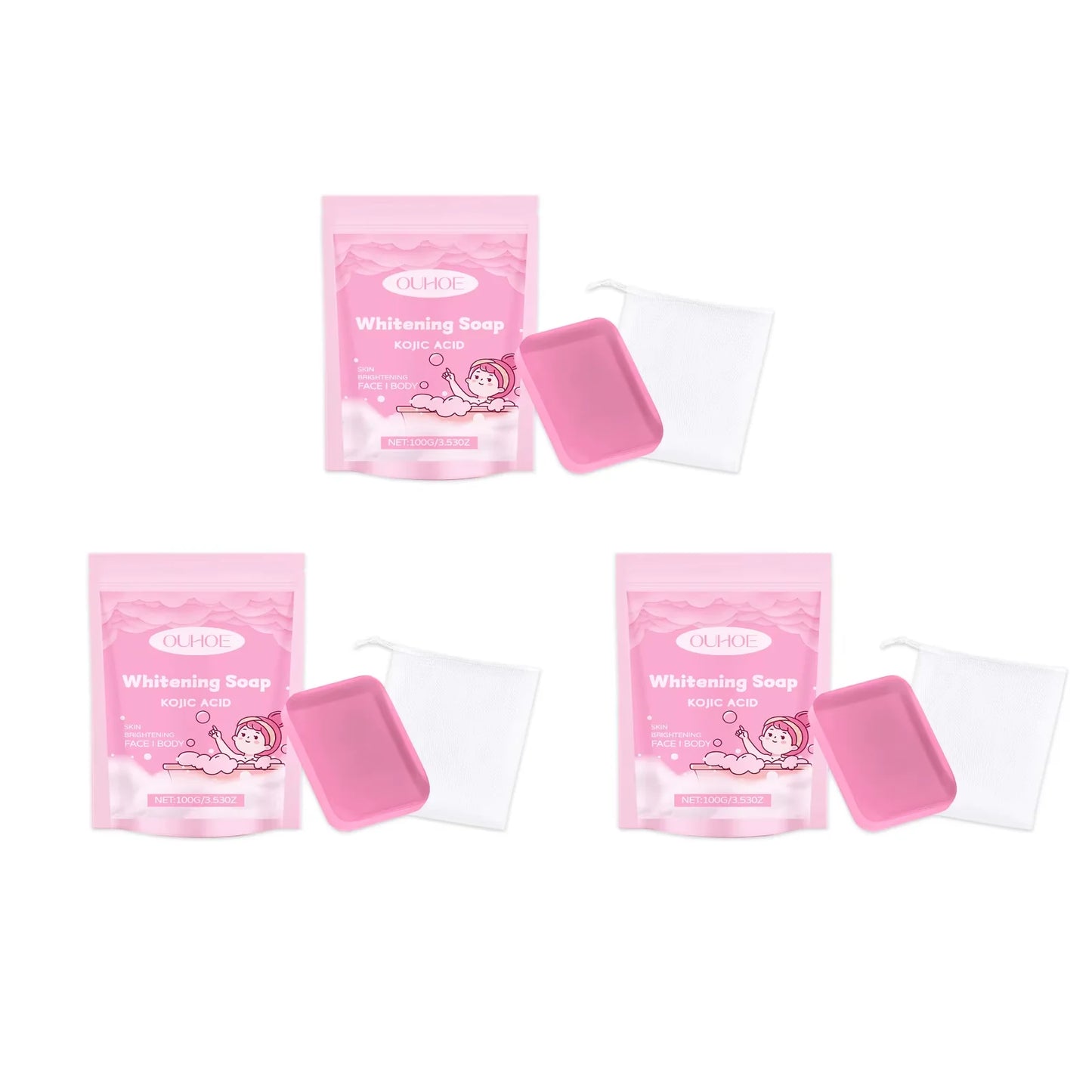 Kojic Acid Whitening Soap Deep Cleaning Chicken Skin Dark Spot Remover Oil Control Brighten Armpit Underarm Knee Lightening Soap