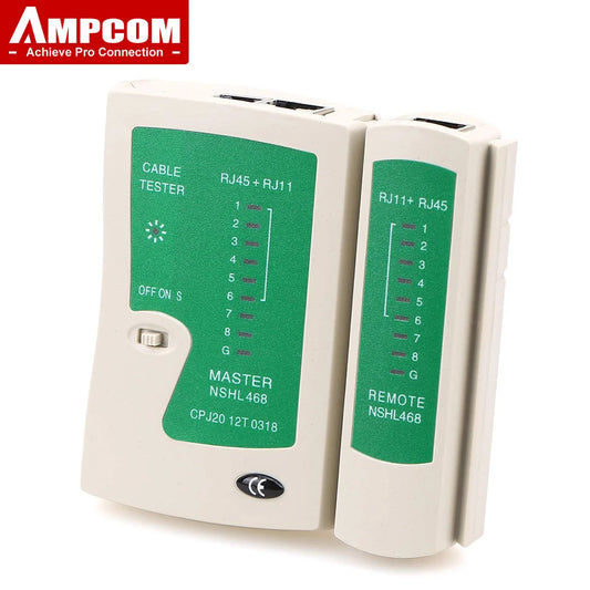 AMPCOM Network Cable Tester RJ45 Ethernet Cable Checker LAN Checker for Cat5 Cat6 CAT7 8P 6P LAN Cable and RJ11 Telephone Cable