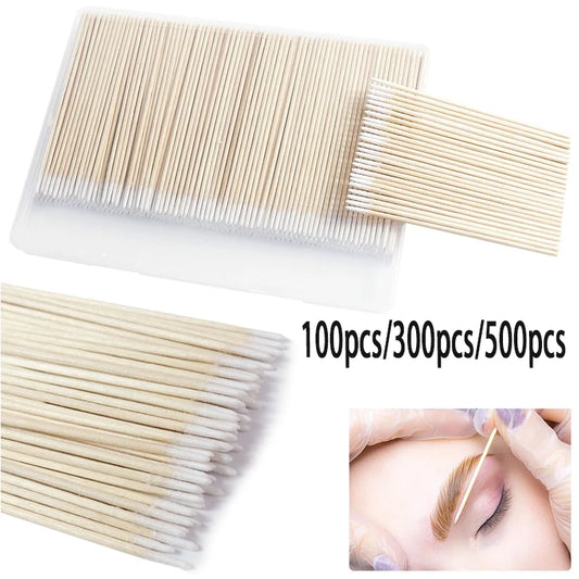 100/300/500pcs Cotton Swabs Wood Colored Pointed Embroidery Cotton Swabs Embroidery Cotton Swabs Beauty Cotton Swabs