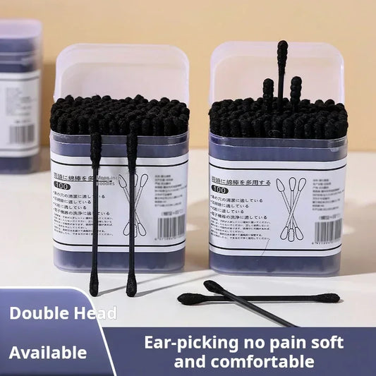 Black Cotton Swabs Blackhead Earpick Disposable Double-ended Cotton Swabs Japanese Earpick Cotton Swabs New Boxed Clean