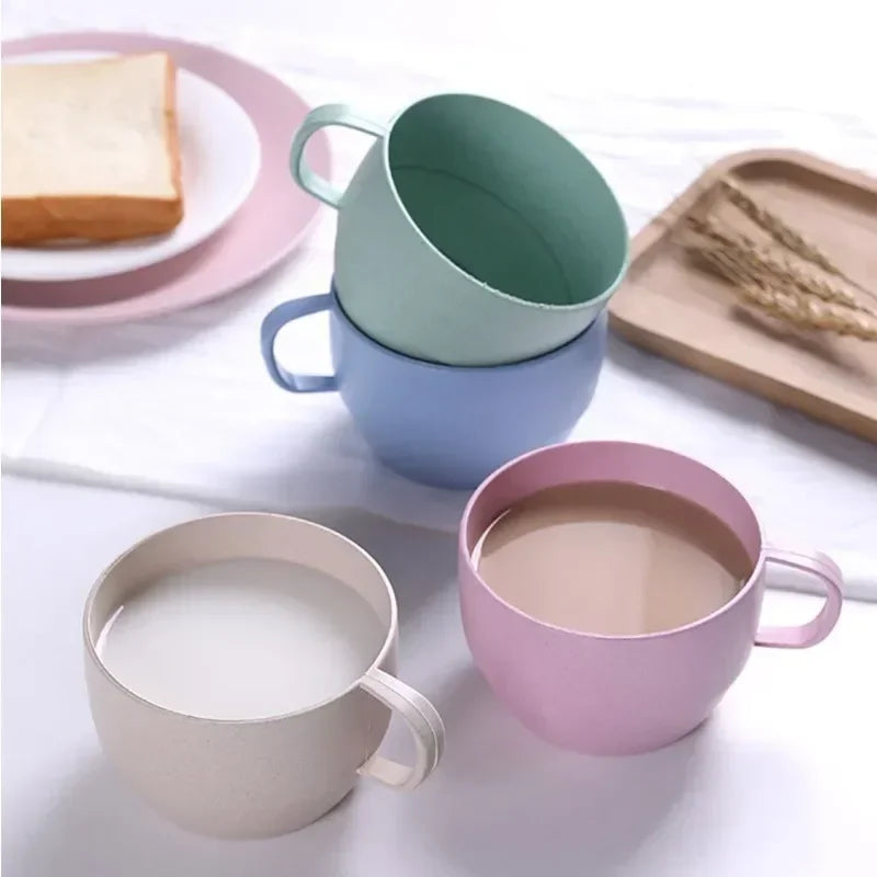Eco-friendly Wheat Milk Cup  Breakfast Tea Mug  Simple Drinking Cup  Coffee Cups  European Style