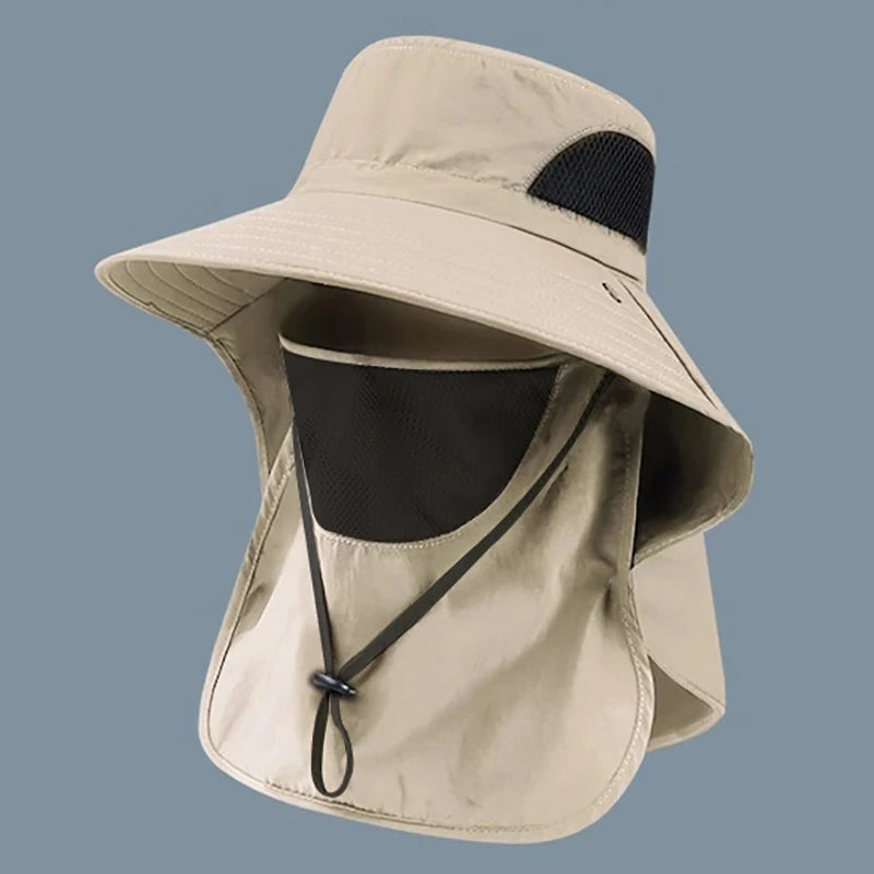 Summer UV Protection Hiking Hat Quick-drying Wide Brim Outdoor Visor Bucket Hats Mesh Breathable Sun Hat Outdoor Cycling Hat