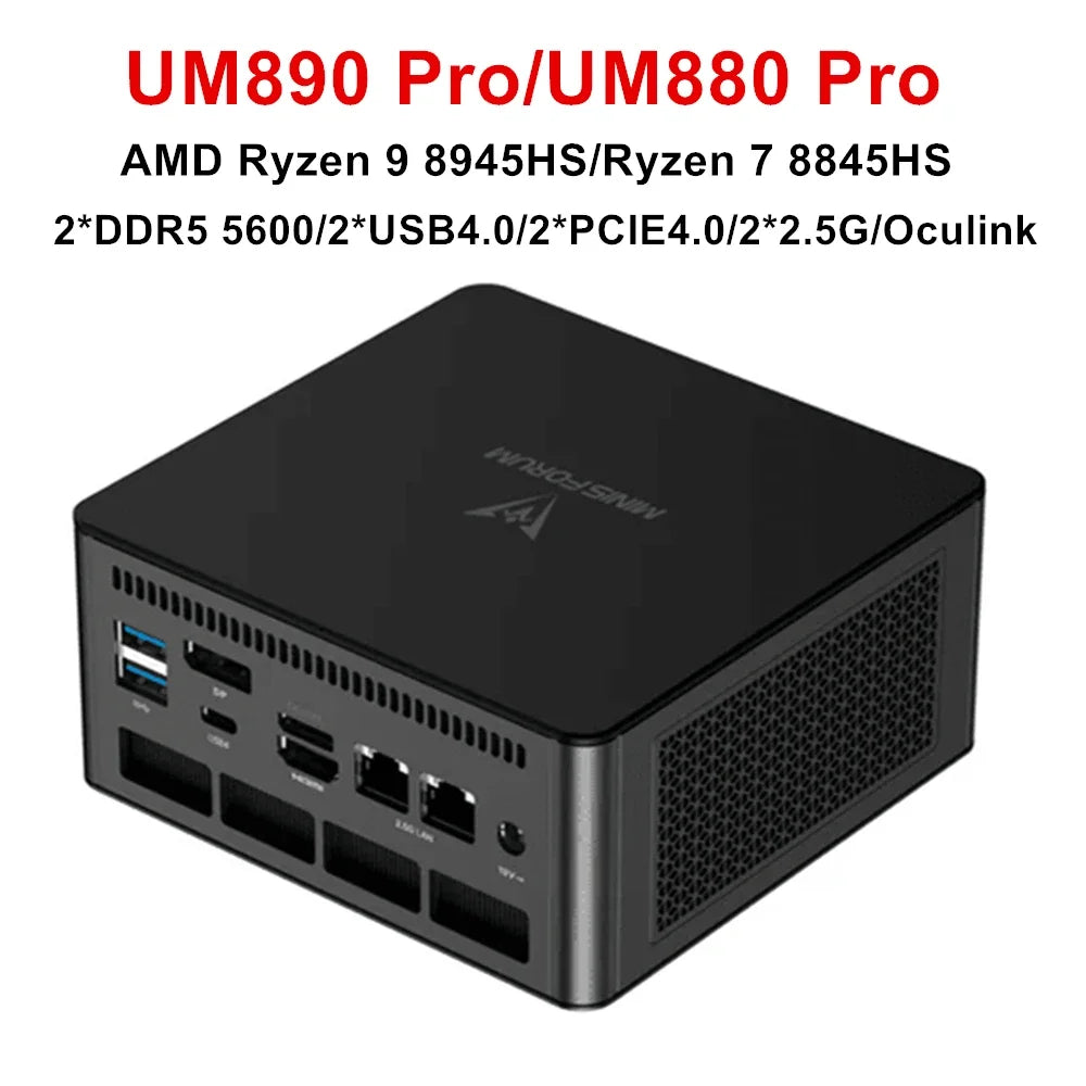 MINISFORUM UM890 UM880 PRO Mini PC AMD Ryzen 9 8945HS 7 8845HS 7940HS 64GB 1TB SSD Gaming Computer 2x USB4(PD|8K)/2*HDMI Wifi6