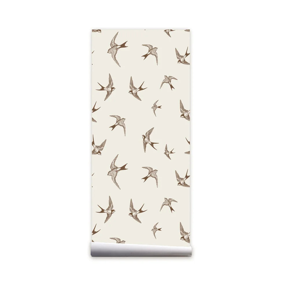 Light Creamy Wallpaper Swallow Bird Waterproof Self-Adhesive Contact Paper for Bedroom Closet Drawer Dresser Home Decor