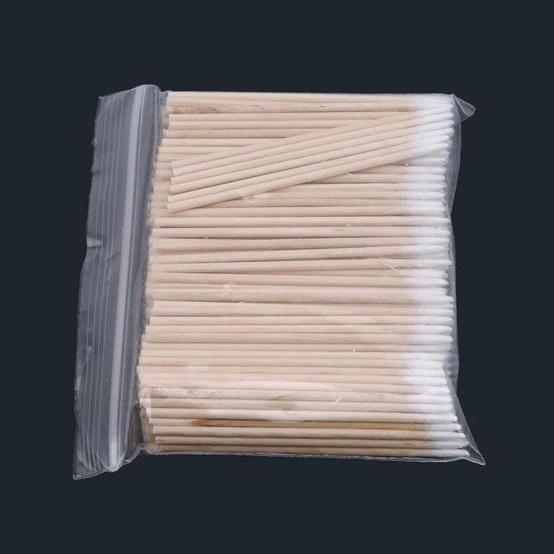 100/300/500pcs Cotton Swabs Wood Colored Pointed Embroidery Cotton Swabs Embroidery Cotton Swabs Beauty Cotton Swabs