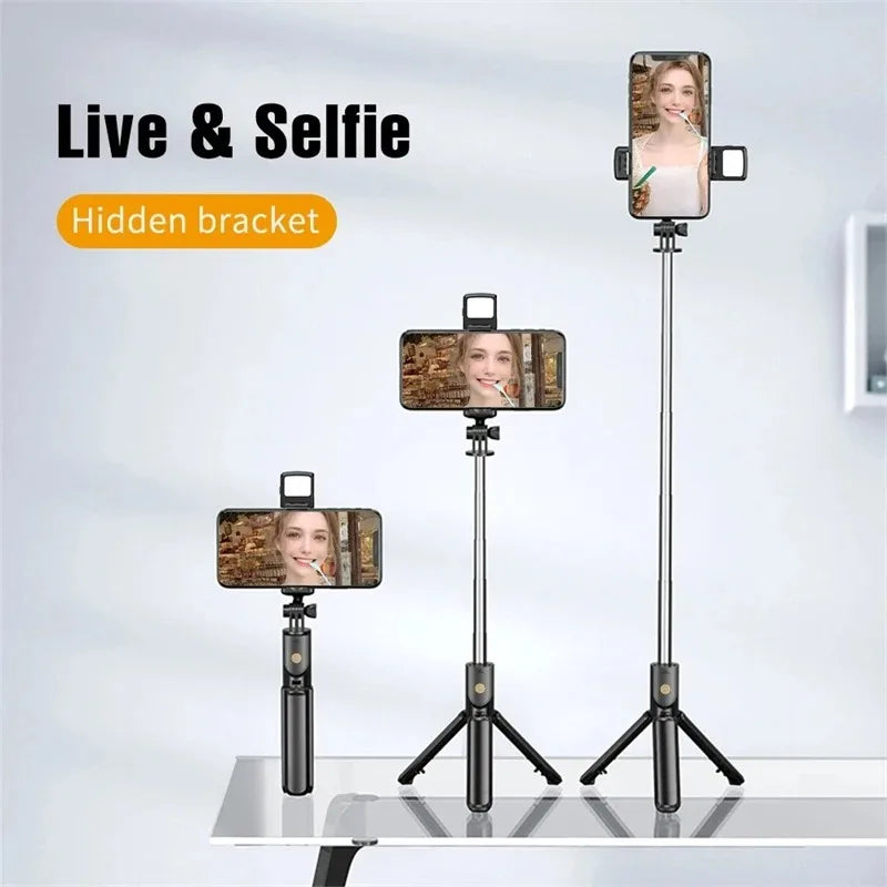 3 in 1 Expandable Selfie Stick Tripod - Lightweight Stand with Detachable Bluetooth Remote for Most Smartphones