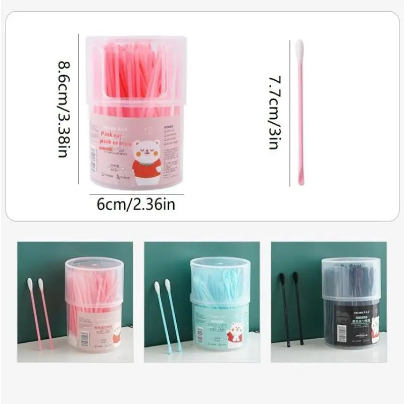 100pc  Disposable Eyelash Brushes Swab 2In1 Cotton Swab Ear Scoop Dual-Headdual-Function Cotton Pad Ear Cleaning  Makeup Removal