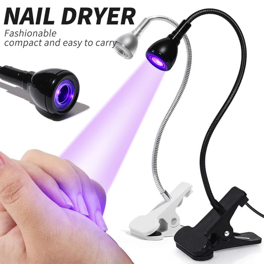LULAA LED Nail Dryer for Gel Nails Mini Led Nail Polish Light with Gooseneck, Portable Clamp UV Light Lamp for Nail Salon