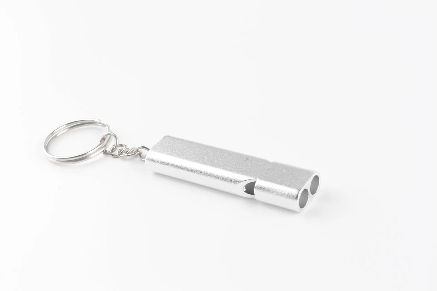 Flat Aluminum Alloy Dual Frequency Survival Whistle Double Tube Loud Outdoor Emergency Whistle for Hiking Camping and EDC