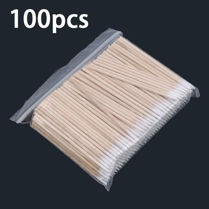 100/300/500pcs Cotton Swabs Wood Colored Pointed Embroidery Cotton Swabs Embroidery Cotton Swabs Beauty Cotton Swabs