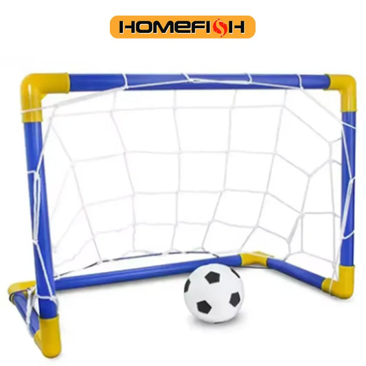HOMEFISH Indoor mini folding football soccer ball goal post net set pump kids sport outdoor home game toy child plastic
