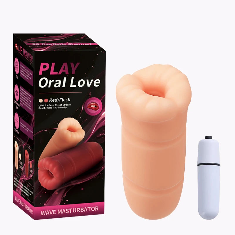 Male Sucking Masturbator (w/Vibrating Bullet) - 18+ Oral/Vaginal Blowjob Stimulation, Penis Vibrator Cup