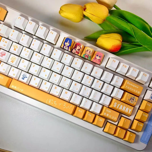 Anime BOCCHI THE ROCK Keycap Ijichi Nijika Theme 138 Keys PBT Dye Subbed Cartoon Gaming Key Caps Backlit Keycap for ANSI Layout