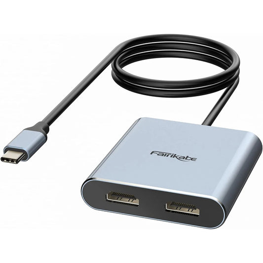 Fairikabe USB C To Dual HDMI-compatible Hub For 2 Monitor 4K60Hz Type C Multiple Docking Station ForLaptop(DP Alt Mode Required)