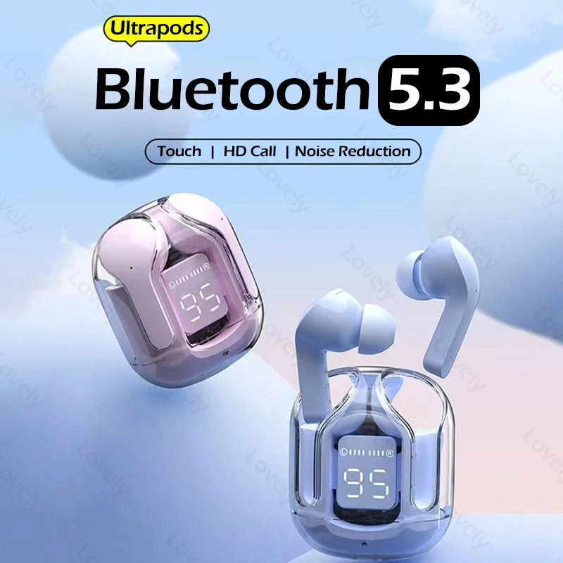 Original Wireless Bluetooth Earphone Transparent HIFI Headphones LED Power Digital Display Stereo Sound Earphones for Xiaomi