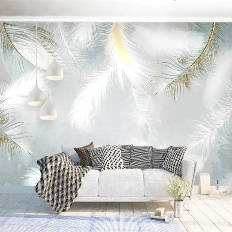 Custom photo wallpaper 3D mural Nordic minimalist luxury feather background wall hotel coffee shop decoration murals wall paper