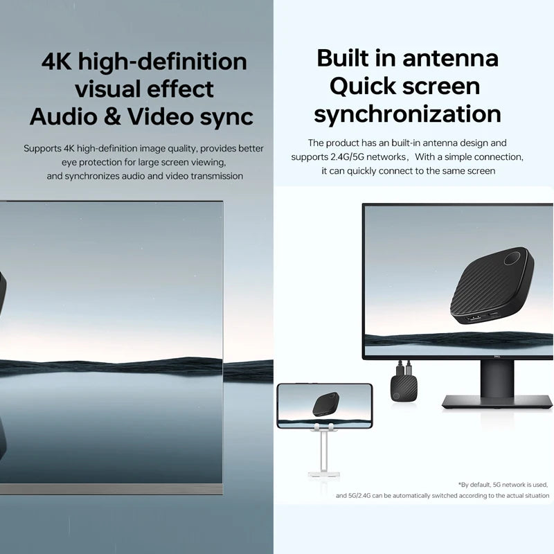 Wireless HDMI-compatible Miracast Airplay WIFI Display Dongle Wireless Same Screen Device MiraScreen Screen Mirroring 2.4G 5G 4K
