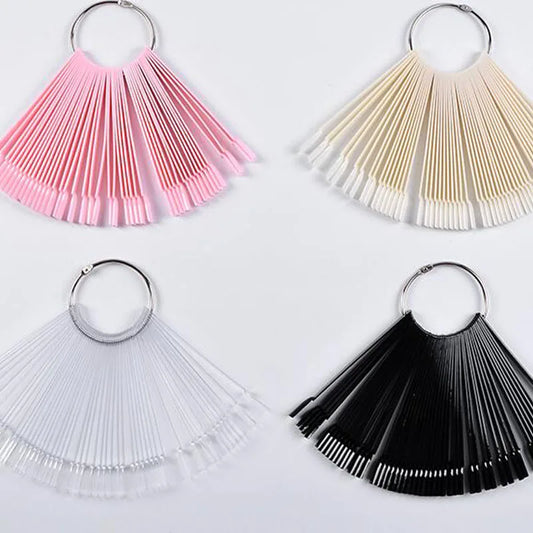50pcs False Nail Tips Polish Palette Nail Art Practice Fan Color Sticker Display Press on Nails All for manicure Charm parts
