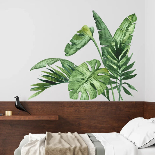 Realistic Tropical Green Turtle Leaf Wall Stickers for Living Room Decor Children Room Bedroom Bathroom Decoration Wall Decals