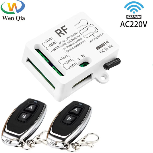 Rf 433Mhz Wireless Remote Control Switch AC110V 220V 230V 10A 2300W 2CH Relay Receiver Remote Control for Lights garage door