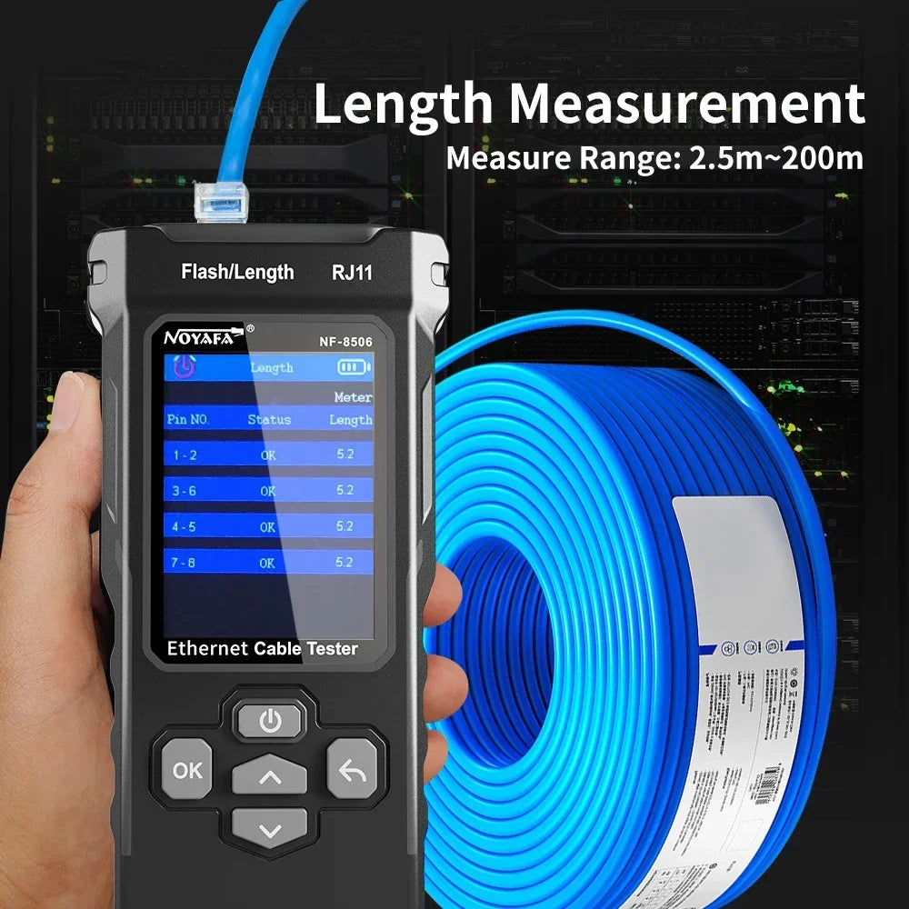 NOYAFA NF-8506 Network Cable Tester Multifunction Cable Tracker Support PING test/IP scan/Poe Measure Length Wiremap Tester