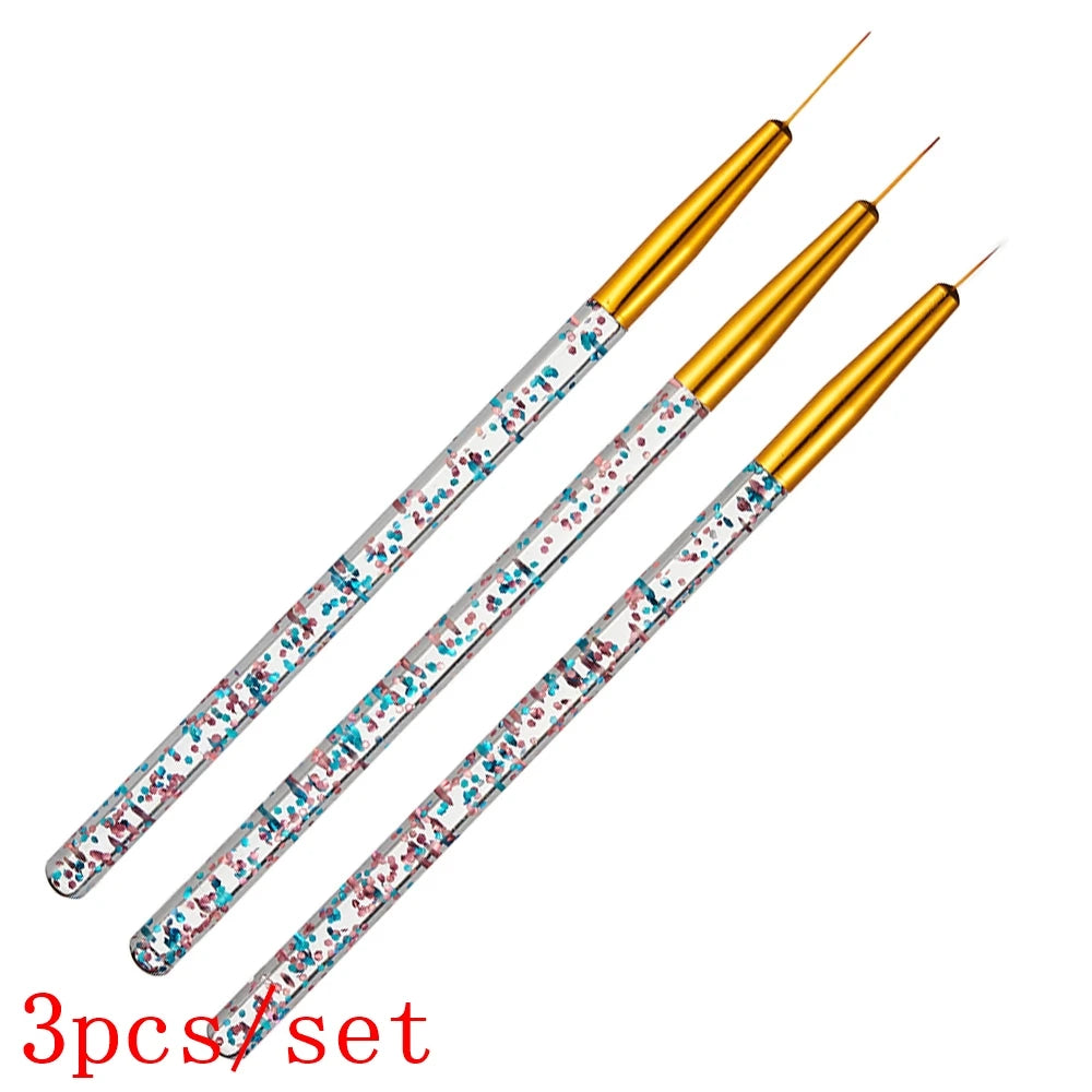 5pcs Premium Nail Art Liner Brush Set - Ultra-Fine Detailing Pens For Precision Manicure 6/9/12/15/26mm Long Line Nail Brushes *