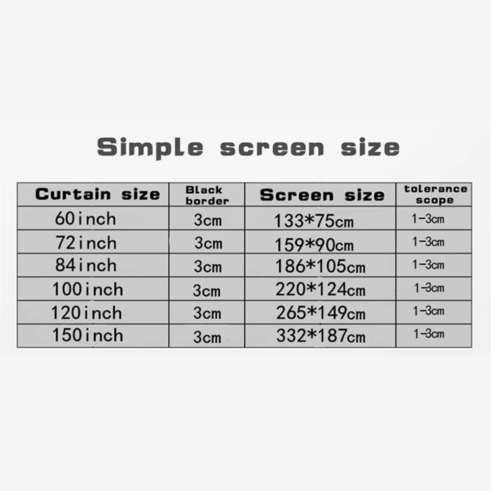 16:9 Simple Projector Curtain Portable HD Display Screen Home Cinema Theater Movie Projection Curtain For Home Outdoor 60-150inc