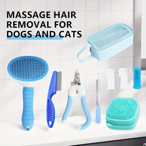 9-Piece Pet Grooming Kit | Brushes, Clippers & Care Tools