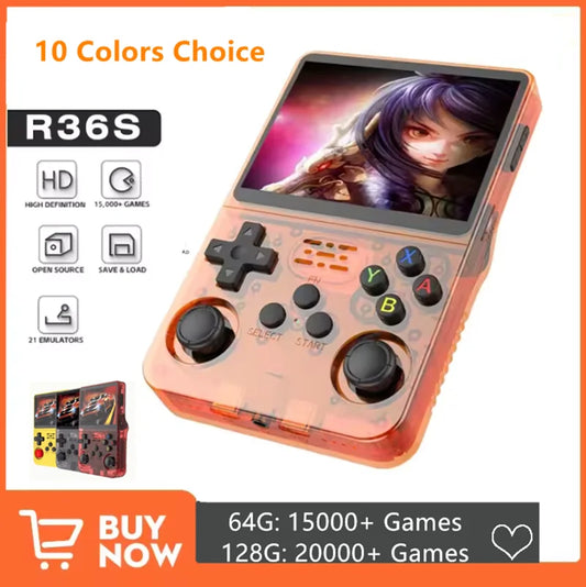 Open Source R36S Retro Handheld Video Game Console Linux System 3.5 Inch IPS Screen Portable Pocket Video Player 64GB 128G Games