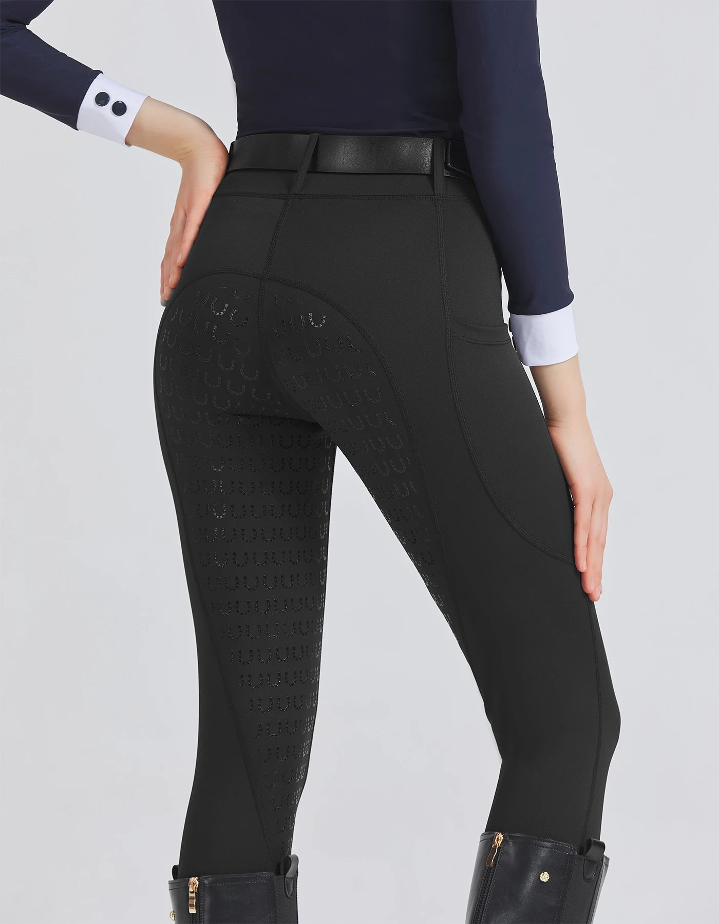 Spring and summer riding pants women's knitted high-stretch, slim-fitting silicone riding pants tight riding pants breathable we