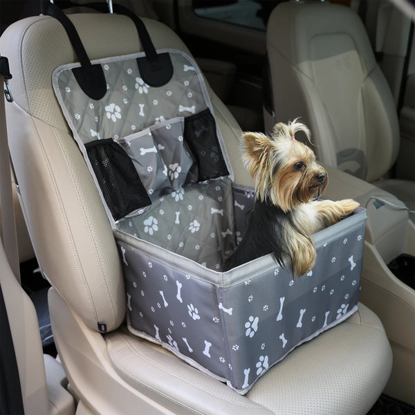 Dog Car Booster Seat | Small Pet Travel Carrier with Storage