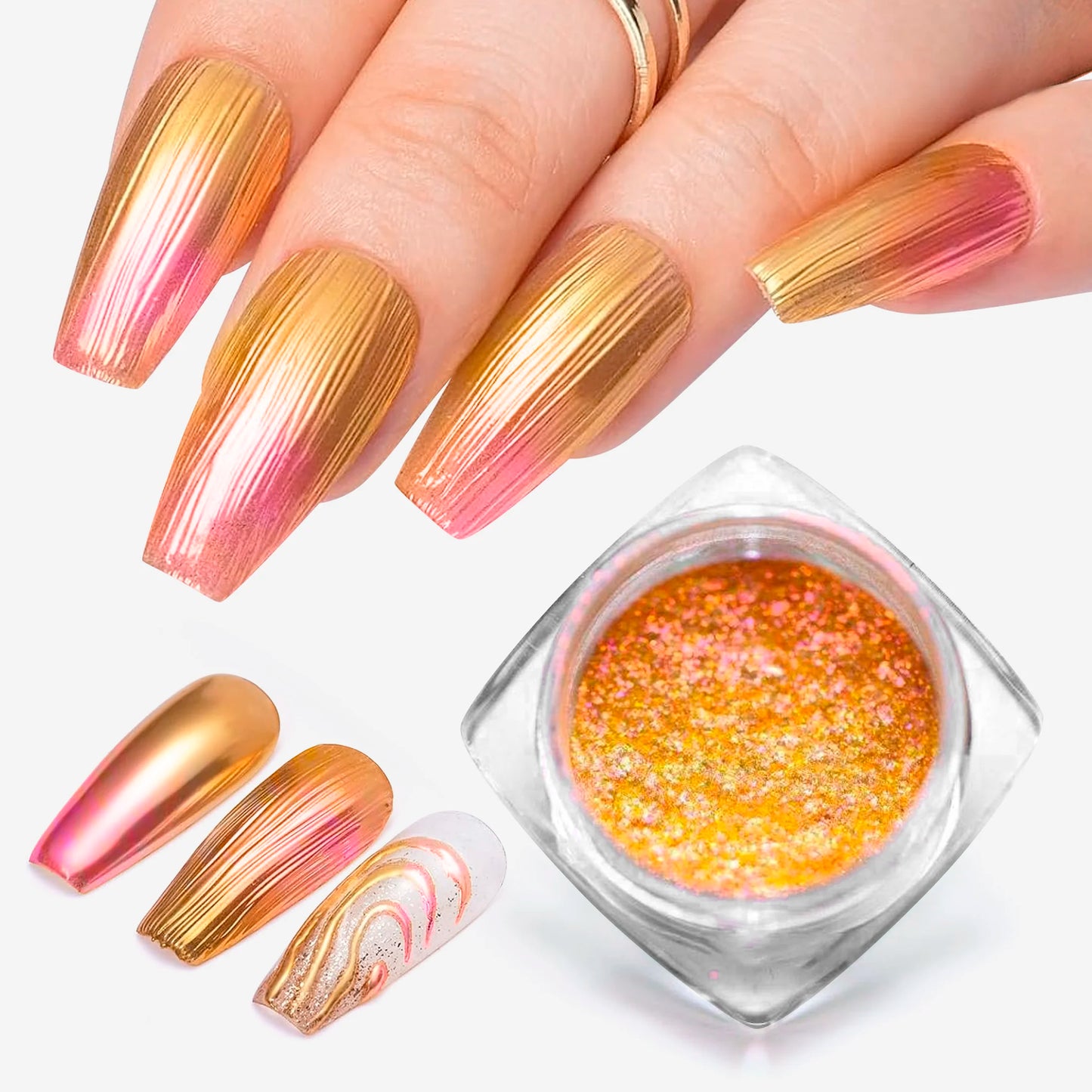 Pearl White Rubbing on Nail Art Glitter Dust Chrome Aurora Yellow Purple Manicure Decorations Mirror Mermaid Nail Powder Pigment