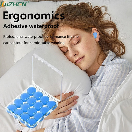 16PCS Silicone Ear Plug Reusable Silicone Wax Earplugs Swimming Moldable Earplugs Noise Reduction Cancelling Sleeping Protection