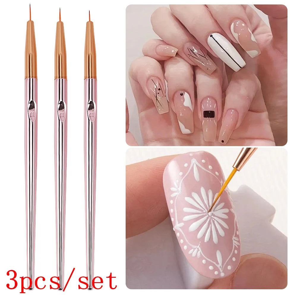 5pcs Premium Nail Art Liner Brush Set - Ultra-Fine Detailing Pens For Precision Manicure 6/9/12/15/26mm Long Line Nail Brushes *