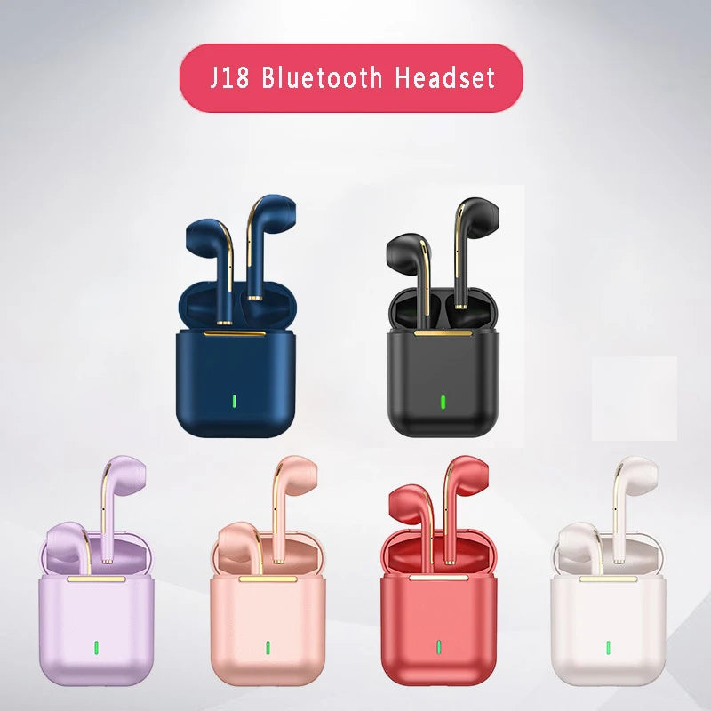 J18 TWS Wireless Earbuds, 5.3 Bluetooth Headphones Long Playtime, Noise Cancelling Voice Call, for Gaming, Business & Sports