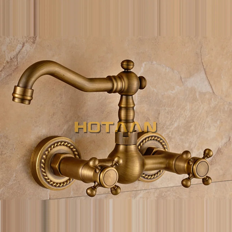 . Kitchen Faucet torneira wall mounted Antique Brass Swivel Bathroom Basin Sink Mixer Tap Crane,YT-6035