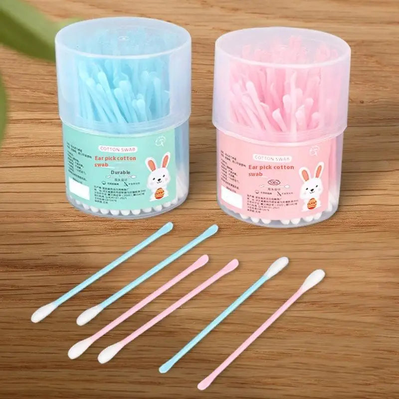 100pc  Disposable Eyelash Brushes Swab 2In1 Cotton Swab Ear Scoop Dual-Headdual-Function Cotton Pad Ear Cleaning  Makeup Removal