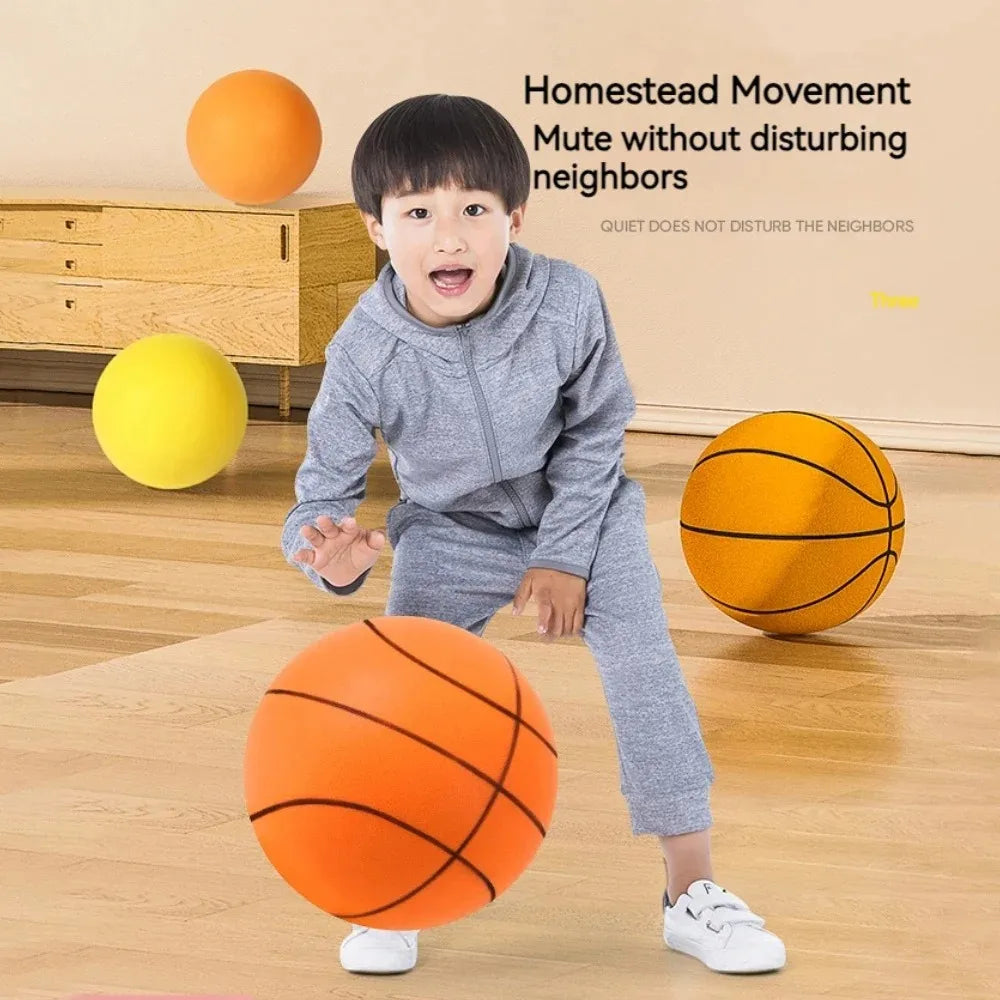 Silent Basketball Size 7 (29.5")/5# Dribbling Indoor Grooved Airless Foam Basketball Quiet Dribbling Indoor Training Silent Ball