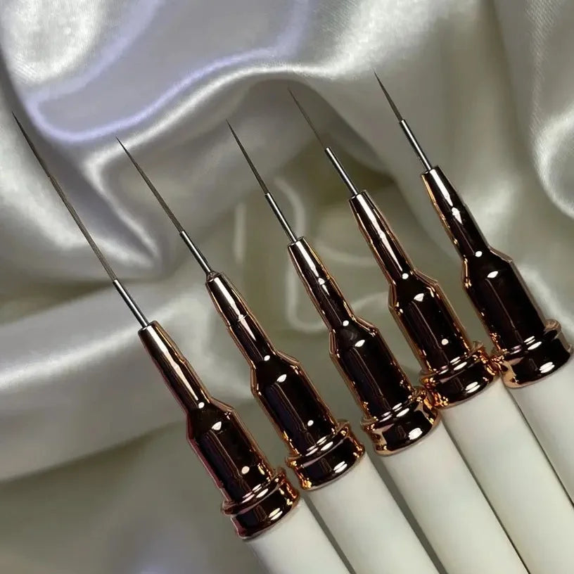 5pcs Premium Nail Art Liner Brush Set - Ultra-Fine Detailing Pens For Precision Manicure 6/9/12/15/26mm Long Line Nail Brushes *