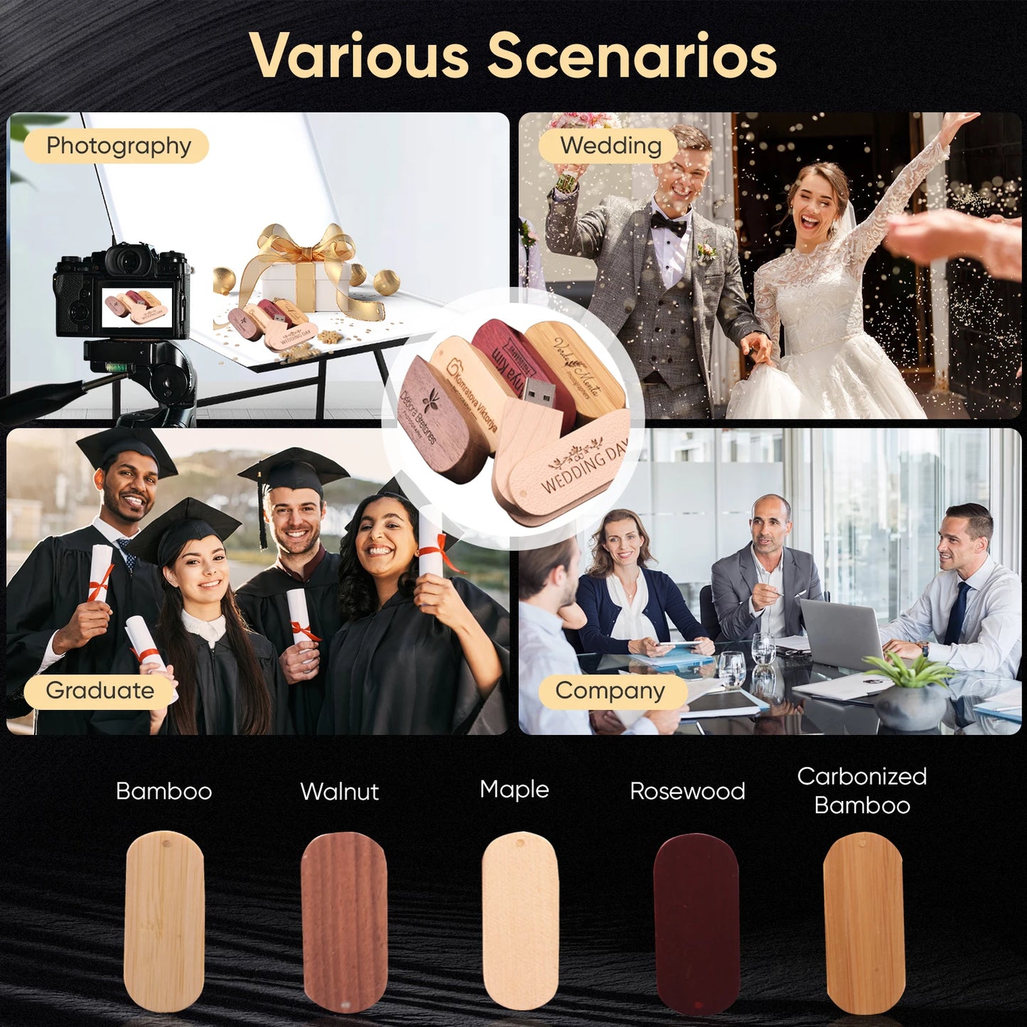 JASTER Customize Engraved LOGO wooden rotate usb 2.0 U Disk thumb pen drive 4GB 8GB 16GB 32GB 64gb 128GB (free custom logo)