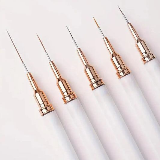 5pcs Premium Nail Art Liner Brush Set - Ultra-Fine Detailing Pens For Precision Manicure 6/9/12/15/26mm Long Line Nail Brushes *
