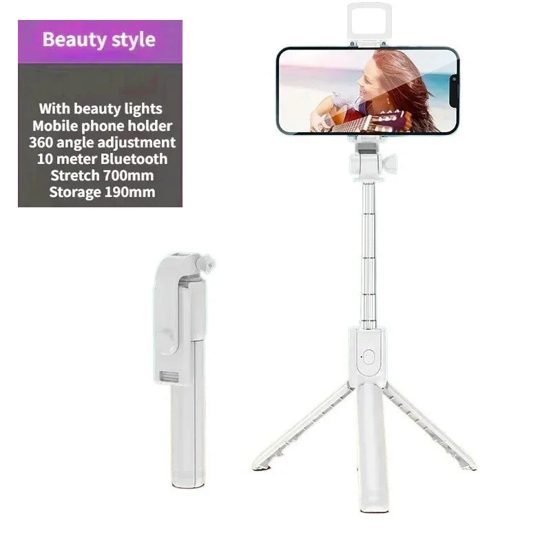 3 in 1 Expandable Selfie Stick Tripod - Lightweight Stand with Detachable Bluetooth Remote for Most Smartphones