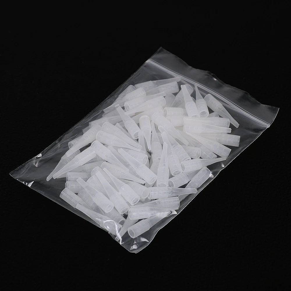 100Pcs 1RT Needle Caps  Eyebrow Tattoo Needle Tips For Permanent Makeup Plastic Tattoo Caps Matched For 1R Needles