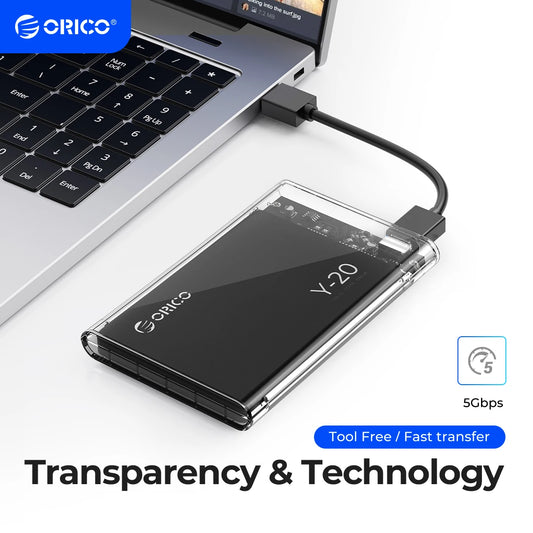 ORICO Transparent HDD Case SATA to USB 3.0 Hard Drive Case External 2.5'' HDD Enclosure for HDD SSD Disk Case Box Support UASP