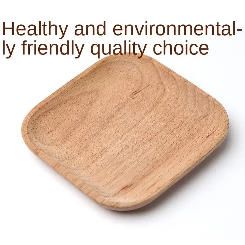 Eco - friendly Wooden Service Tray for Home, Hotel, School Party, Round Plate Snack, Cake, Fruits, Sushi, Dessert Tableware 30P